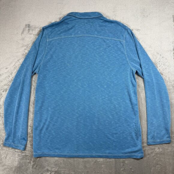 Tommy Bahama Shirt Men’s XL Blue Henley Long Sleeve Polo Paradiso Cove Tencel - Picture 2 of 9